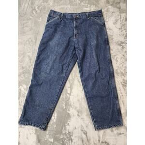 Wrangler Fleece Lined Carpenter Jeans Size 36 x 30 Dark Wash Utility Workwear